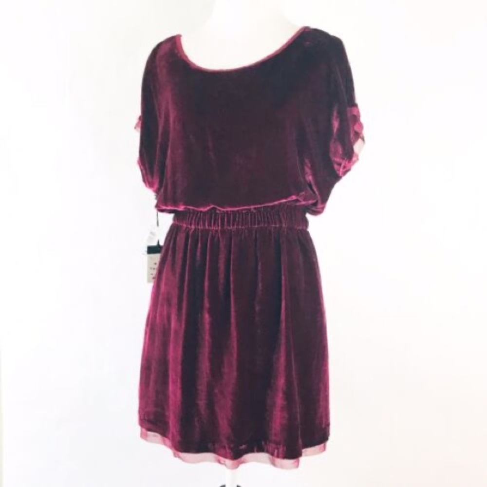 Aritzia talula maroon velvet cutout back dress